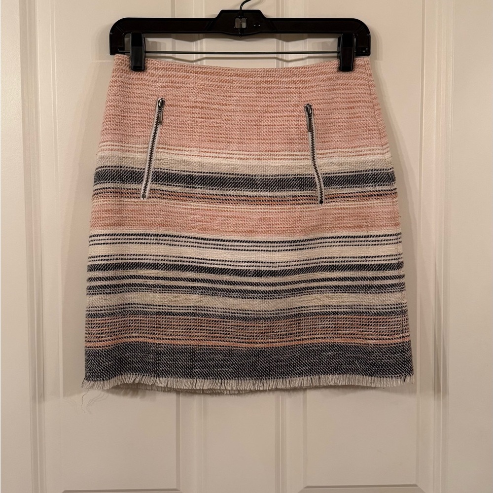 LOFT Pink and Black Mini Pencil Skirt Casual